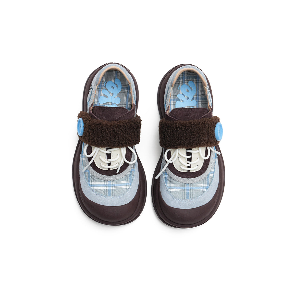 Plaid Strap-on Lace-Up Sneakers-4