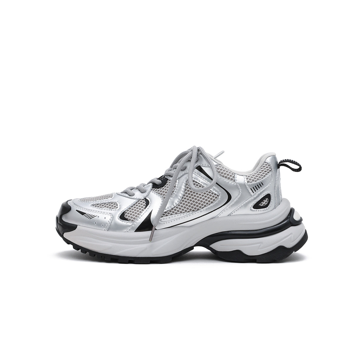 Silver Thick Sole Athletic Shoes-0