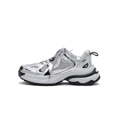 Silver Thick Sole Athletic Shoes-0