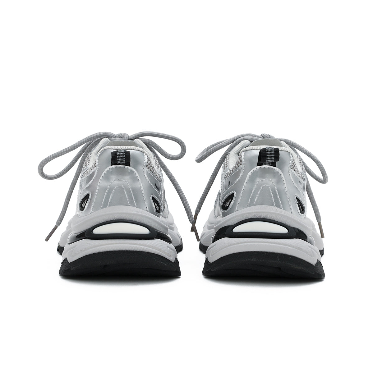 Silver Thick Sole Athletic Shoes-2
