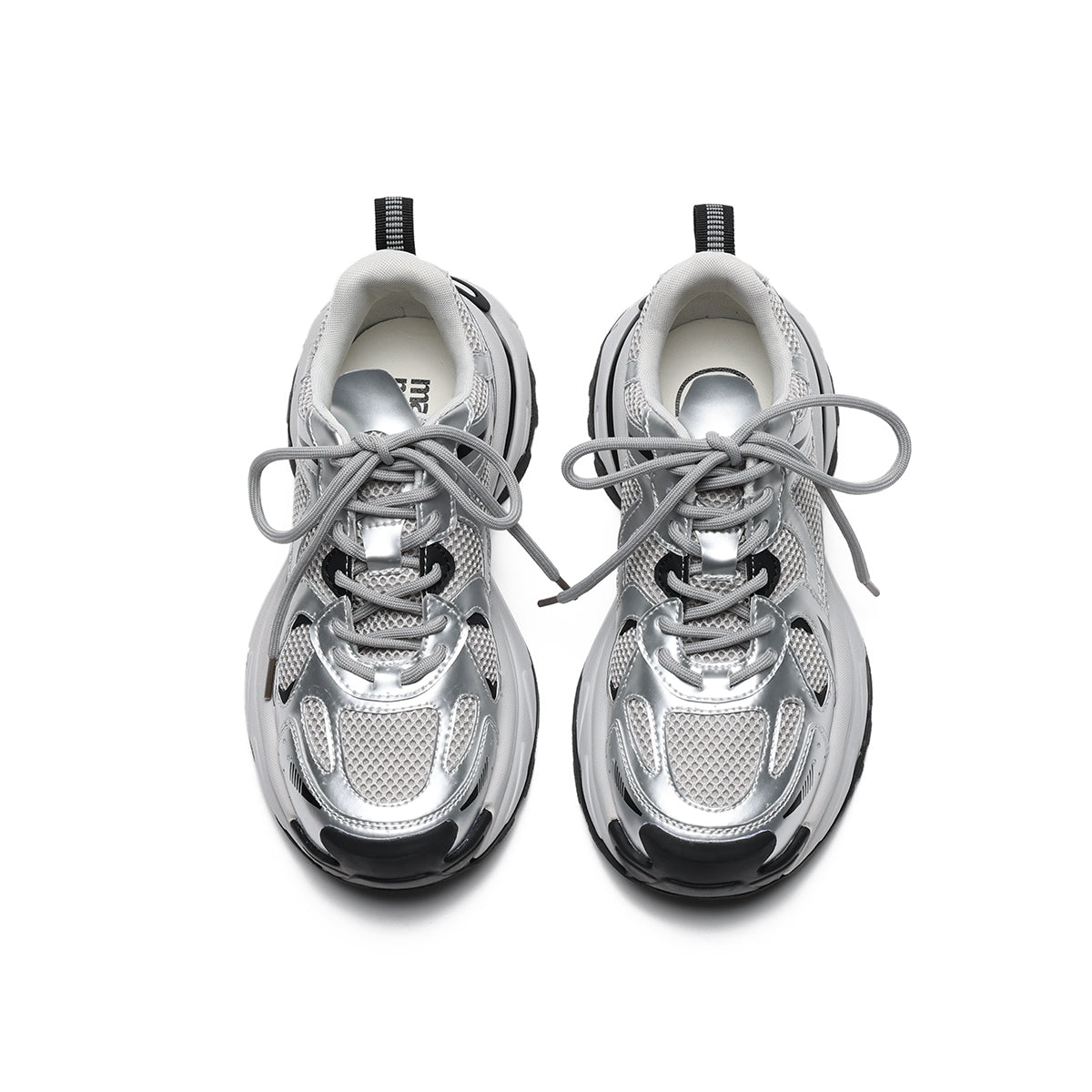 Silver Thick Sole Athletic Shoes-4