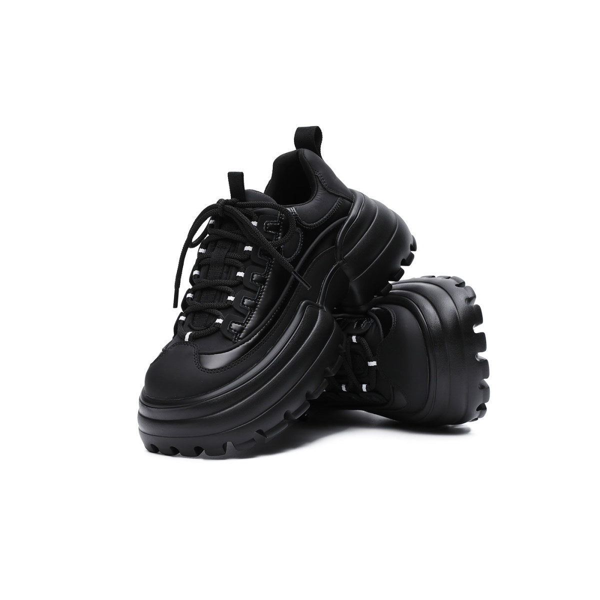 Thick Gear Heel Platform Lace Ups-4